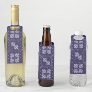 Geometric Flower Petals Abstract Repeat Pattern Bottle Tag