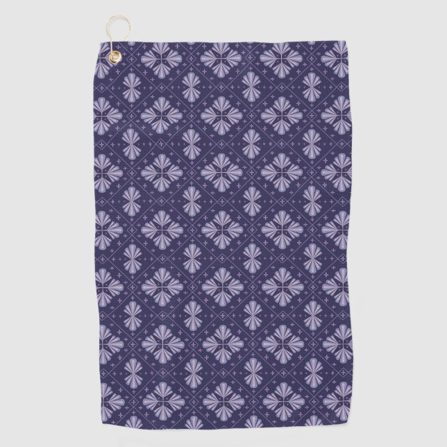 Geometric Flower Petals Abstract Repeat Pattern Golf Towel (Front)