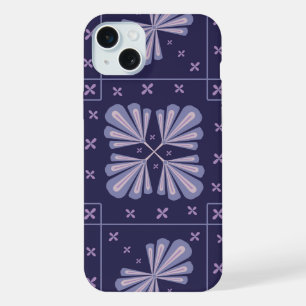 Geometric Flower Petals Abstract Repeat Pattern iPhone 15 Plus Case
