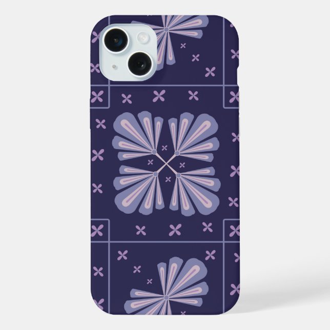 Geometric Flower Petals Abstract Repeat Pattern iPhone Case (Back)