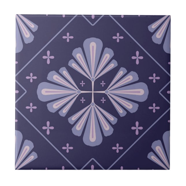 Geometric Flower Petals Abstract Repeat Pattern Tile (Front)