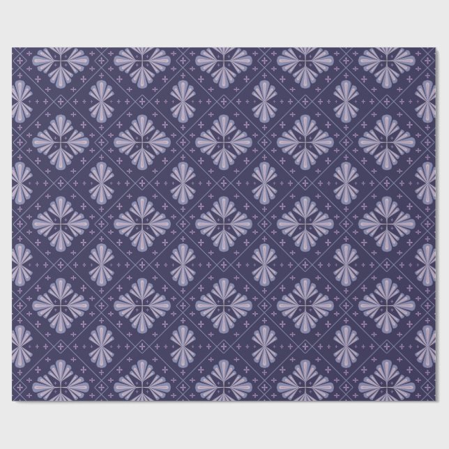 Geometric Flower Petals Abstract Repeat Pattern Wrapping Paper (Flat)