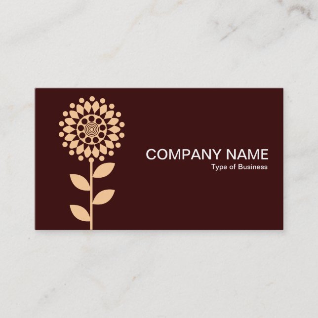 Geometric Flower - Sand on Dk Brown Business Card (Front)