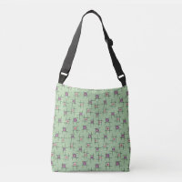 Geometric Flowers and sticks on green background