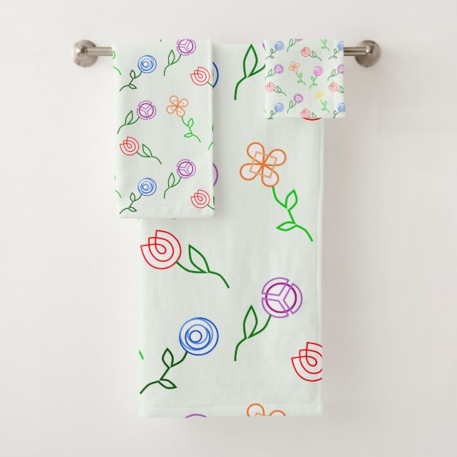 Geometric Flowers  Bath Towel Set (Insitu)