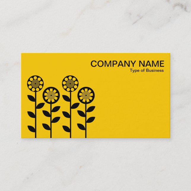 Geometric Flowers - Black on Amber Business Card (Front)