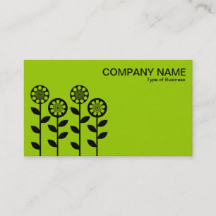 Geometric Flowers - Black on Martian Green Business Card