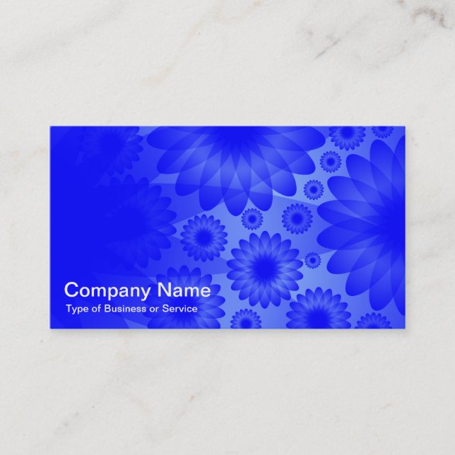 Geometric Flowers - Blue with Grey Business Card (Front)