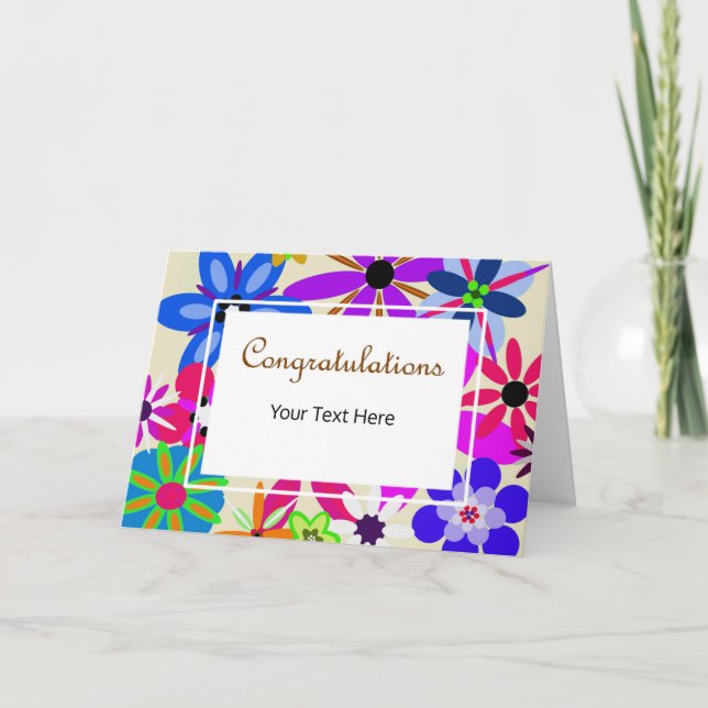 Geometric Flowers Congratulations Card (Front)