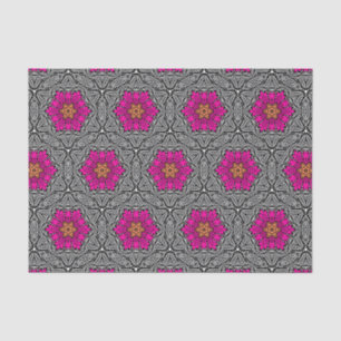 Geometric Flowers - Fuchsia Pink and Grey Tissue Paper