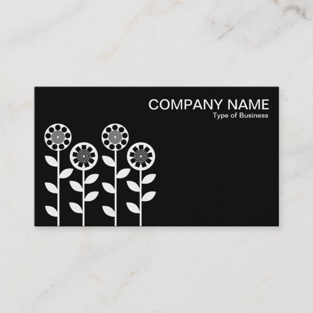 Geometric Flowers - (Gold) on Black Business Card (Front)