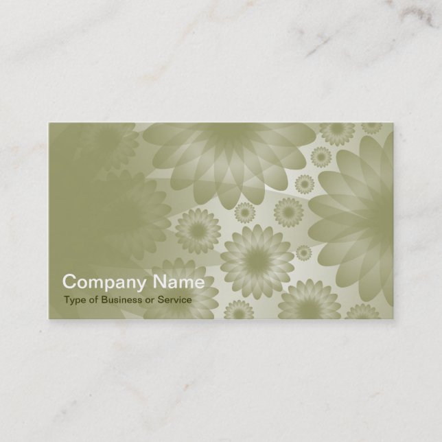 Geometric Flowers - Khaki with Grey Business Card (Front)