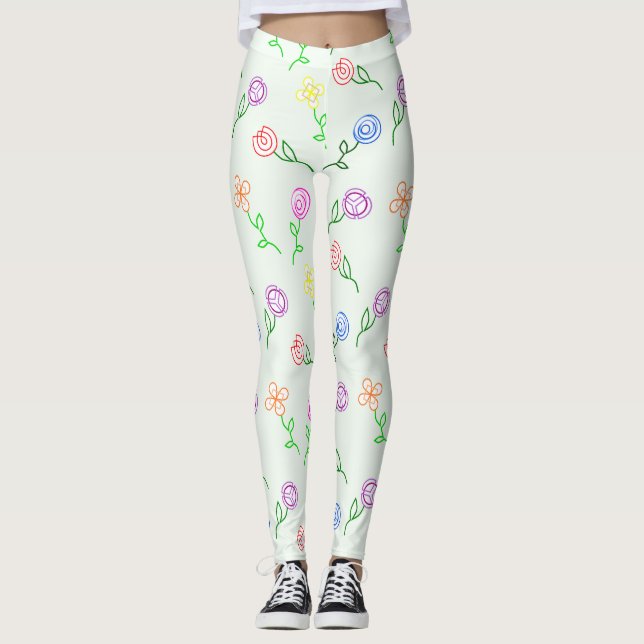 Geometric Flowers  Leggings (Front)