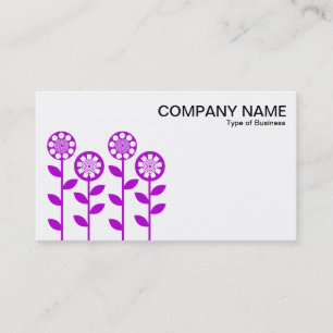 Geometric Flowers - Purple on White Business Card