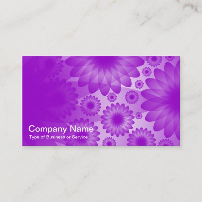 Geometric Flowers - Purple with Grey Business Card (Front)