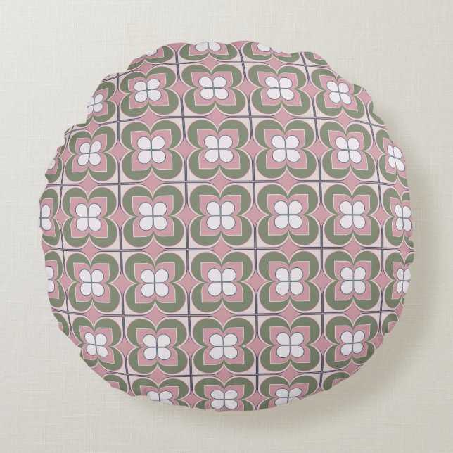 Geometric Flowers Round Cushion (Front)