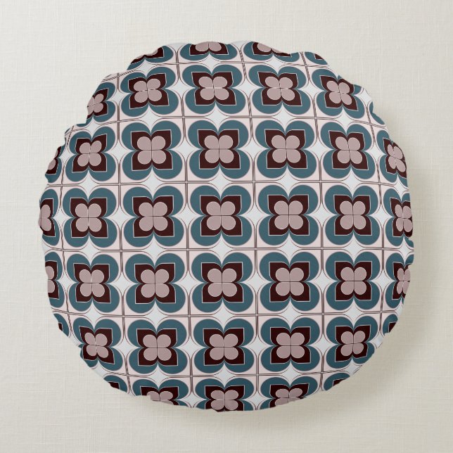 Geometric Flowers Round Cushion (Front)