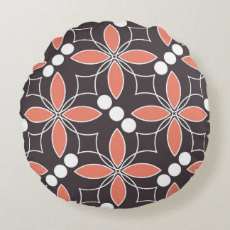 Geometric flowers, vintage artistic pattern. round cushion