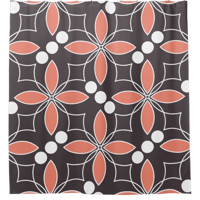 Geometric flowers, vintage artistic pattern. shower curtain (Front)
