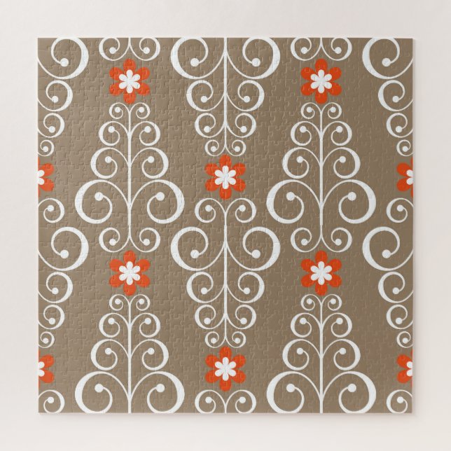Geometric Flowers: Vintage Seamless Design Jigsaw Puzzle (Vertical)