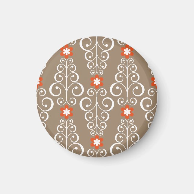 Geometric Flowers: Vintage Seamless Design Magnet (Front)