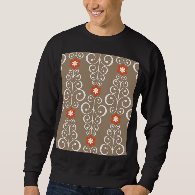 Geometric Flowers: Vintage Seamless Design Sweatshirt (Front)