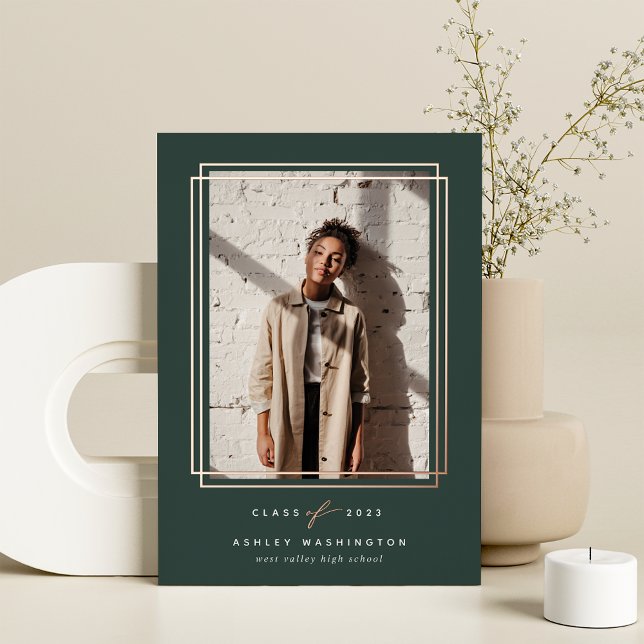 Geometric Foil Frame Photo Graduation Announcement (Creator Uploaded)