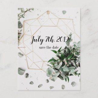 Geometric Foliage Save the Date Post Cards