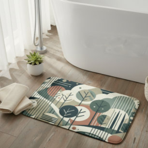 Geometric Forest Bath Mat