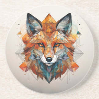 Geometric Fox Watercolor Coaster