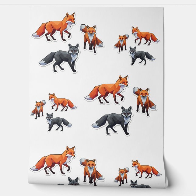 Geometric Foxes, Fox Illustration, Fox Sticker, St Wallpaper (Unrolling)