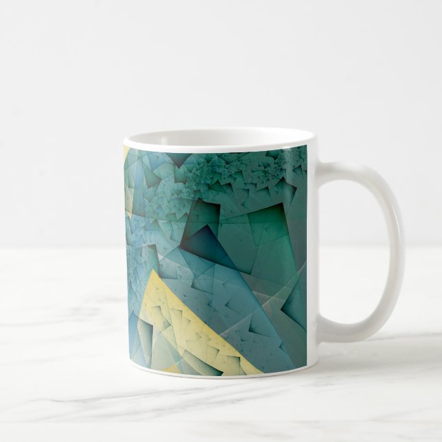 Geometric fractal green corners coffee mug (Right)