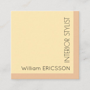 Geometric frame pastel peach square business card