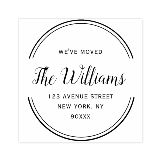 geometric frame script change of  address rubber stamp (Imprint)