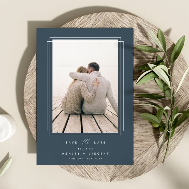 Geometric Frame | Vertical Photo Save The Date (Creator Uploaded)