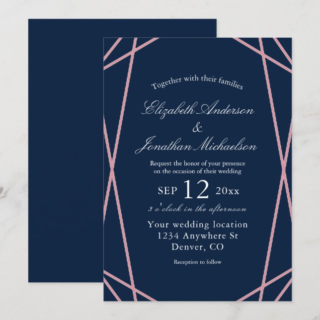 Geometric Frame Wedding Invitation (Front/Back)