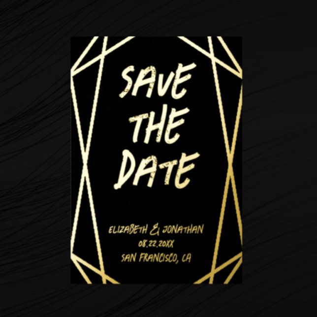 Geometric Frame Wedding Save The Date Foil Invitation Postcard (Creator Uploaded)