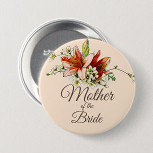 Geometric Frame with Tropical Lilies Wedding 7.5 Cm Round Badge