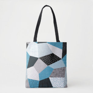 Geometric Freehand Drawing Patchwork Tiles Tote Bag