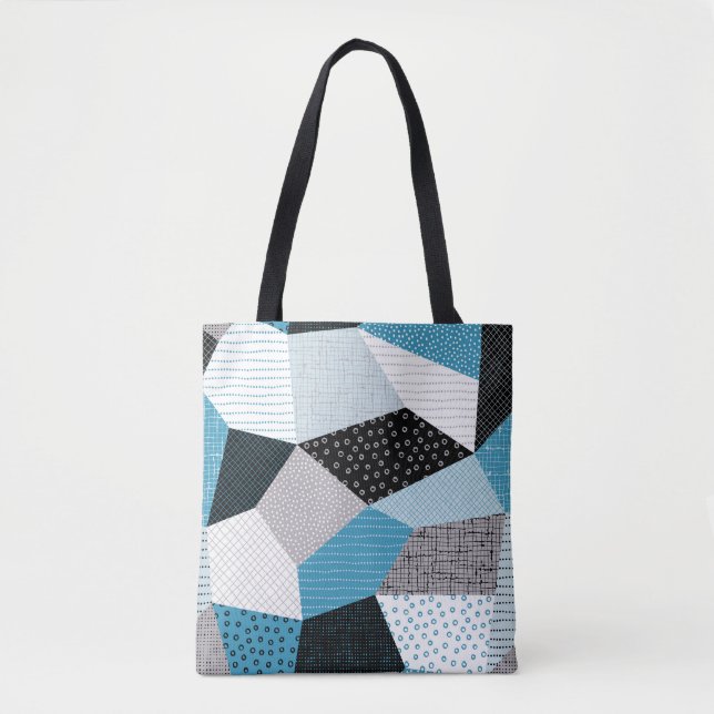 Geometric Freehand Drawing Patchwork Tiles Tote Bag (Front)