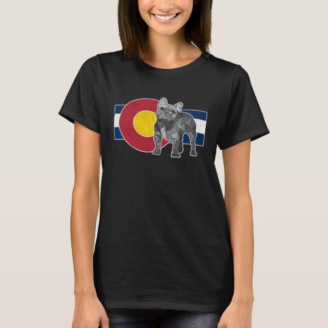 Geometric French Bulldog Colorado Flag  Frenchie T-Shirt (Front)