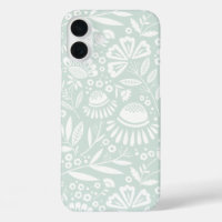 Geometric Garden Floral in White on Pale Mint