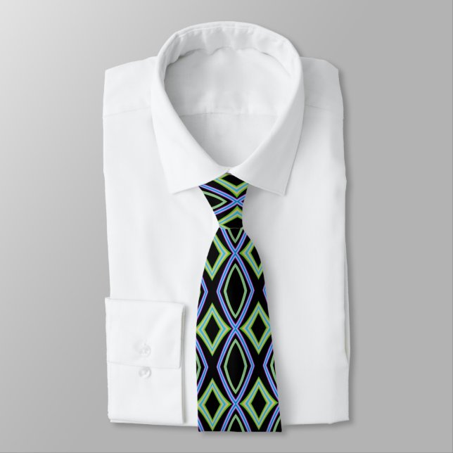 Geometric Gem Retro Pattern Tie (Tied)
