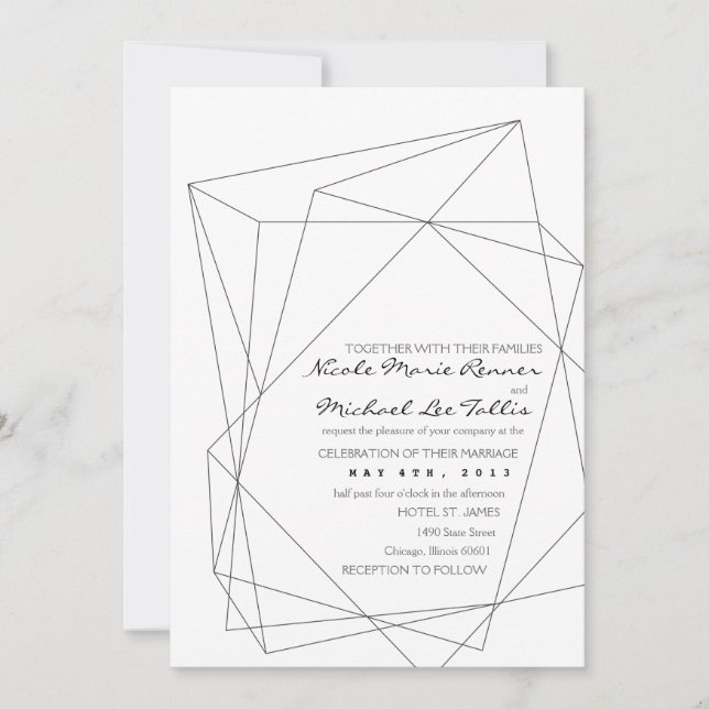 Geometric Gemstone Wedding Invitation (Front)