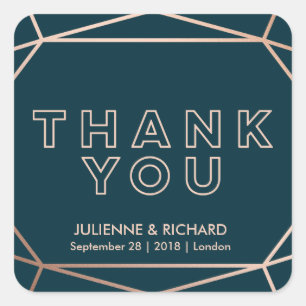 Geometric Gemstone Wedding Thank You  Stickers