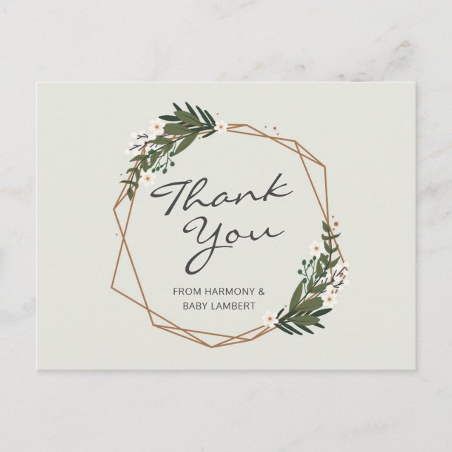 Geometric Gender Neutral Baby Shower Thank You Postcard (Front)