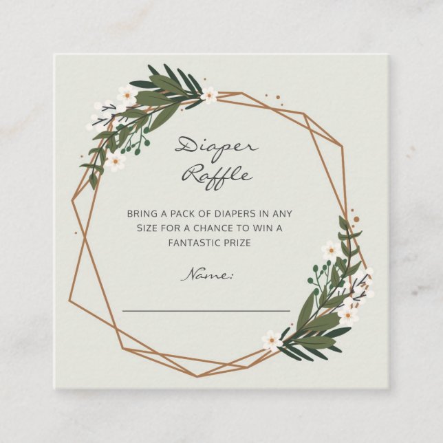 Geometric Gender Neutral Diaper Raffle Baby Shower Enclosure Card (Front)
