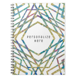 Geometric Glam Colours & Gold Custom Chic Spiral Notebook