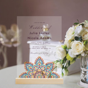 Geometric Glittering Metallic Luxury Wedding Acrylic Invitations