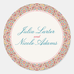 Geometric Glittering Metallic Luxury Wedding Classic Round Sticker